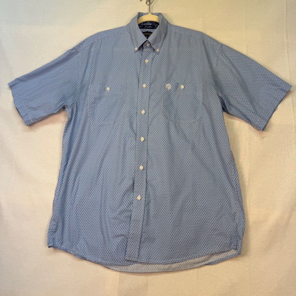 Wrangler George Strait Mens Large Blue Geometric Star Western Button Down